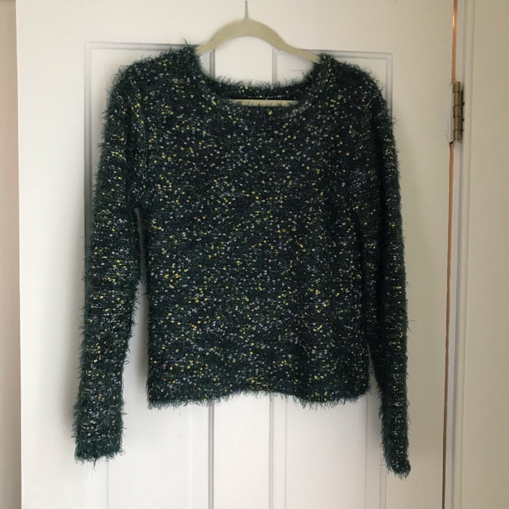 FUZZY GREEN SWEATER